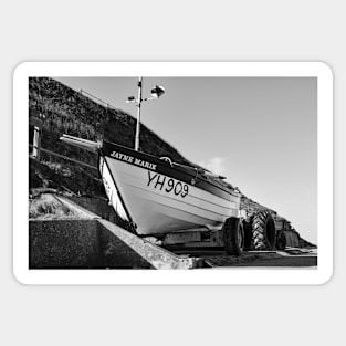 Traditional crab fishing boat on the Norfolk coast Sticker